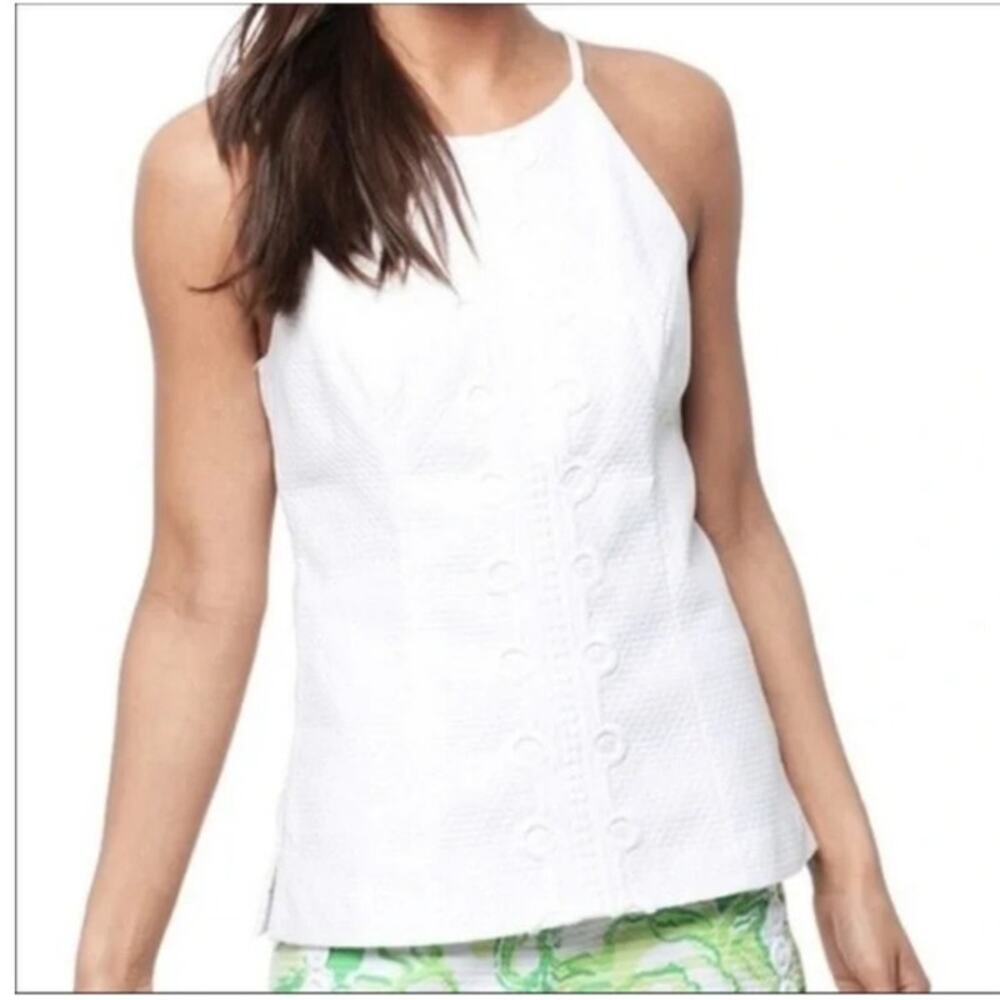 Lilly Pulitzer Annabelle Top Women's 10 Embroidered Halter Sleeveless Preppy